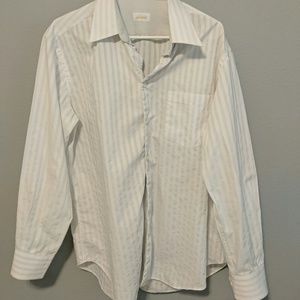 Brioni  white/ gray striped dress shirt